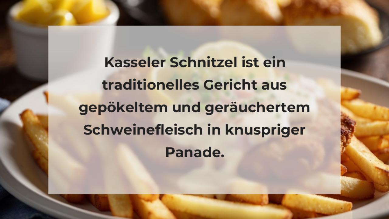 Kasseler Schnitzel ist ein traditionelles Gericht aus gepökeltem und geräuchertem Schweinefleisch in knuspriger Panade.